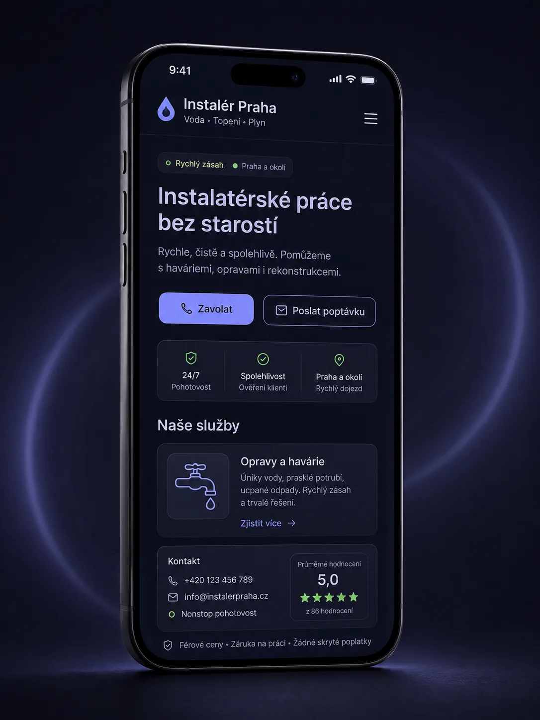 Abstract preview of a fast, mobile-first website built for a local business