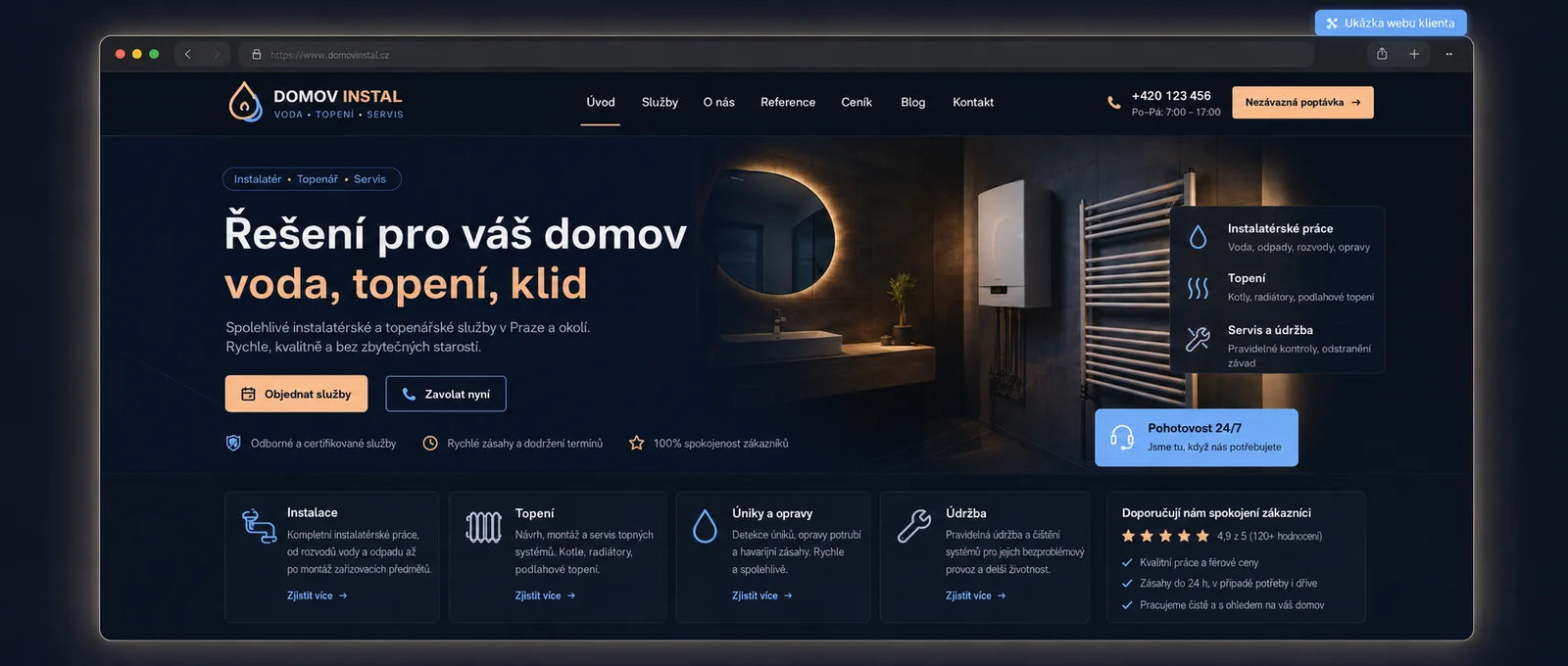 Visual showing a clean layout of services on a local-business website